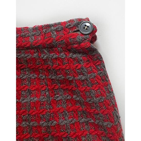 Vintage 90s American Rag Cie Remake Red Plaid Wool Mini‎ Skirt (M) Satin Lined - Picture 2 of 9